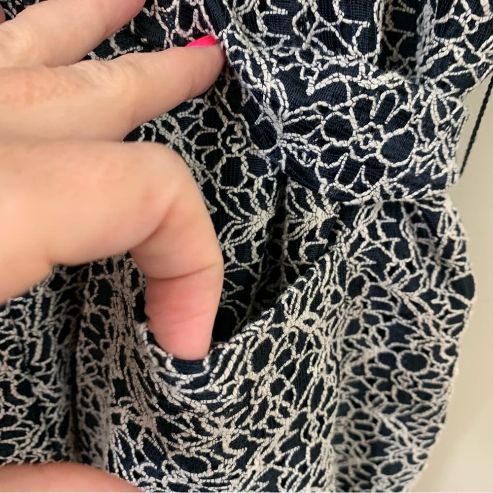 Banana Republic Belted Jumpsuit with Ladder Lace in Navy/Cream - Picture 9 of 11